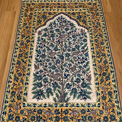 Hand knotted with finest Kashmir Wool.This Khorsan is made from Lamb's Wool which is sourced from Kashmir lamb who graze in high altitude mountains of Kashmir